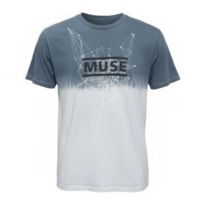 🌀 MUSE Dip Dye Band Tee‎ XL 🧬 Graphic Splatter Logo Fade